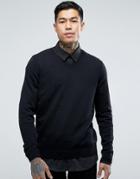 New Look V Neck Sweater In Black - Black
