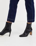 & Other Stories Leather Almond Toe High Heel Ankle Boots In Black