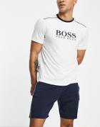 Boss Bodywear Refined Pyjama Shorts & T-shirt Set In White/ Navy