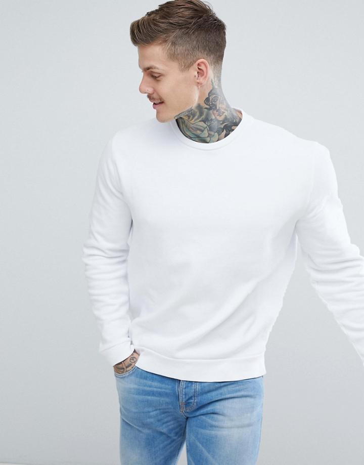 Asos Design Sweatshirt In White Overdyed Pique - White