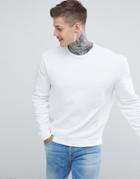 Asos Design Sweatshirt In White Overdyed Pique - White