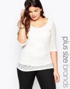 Junarose Plus Jackline Top In Lace - Snow White