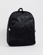 Asos Design Backpack In Black Camo Print And Mesh Pocket - Black