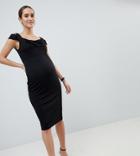 Asos Design Maternity Bodycon Dress With Double Bardot Strap - Pink