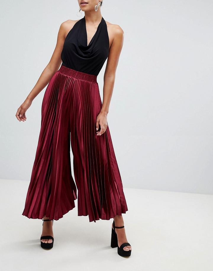 Club L Pleat Detail Culottes - Red