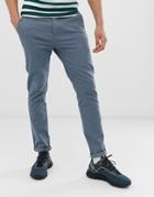 Asos Design Skinny Chinos In Storm Gray - Blue