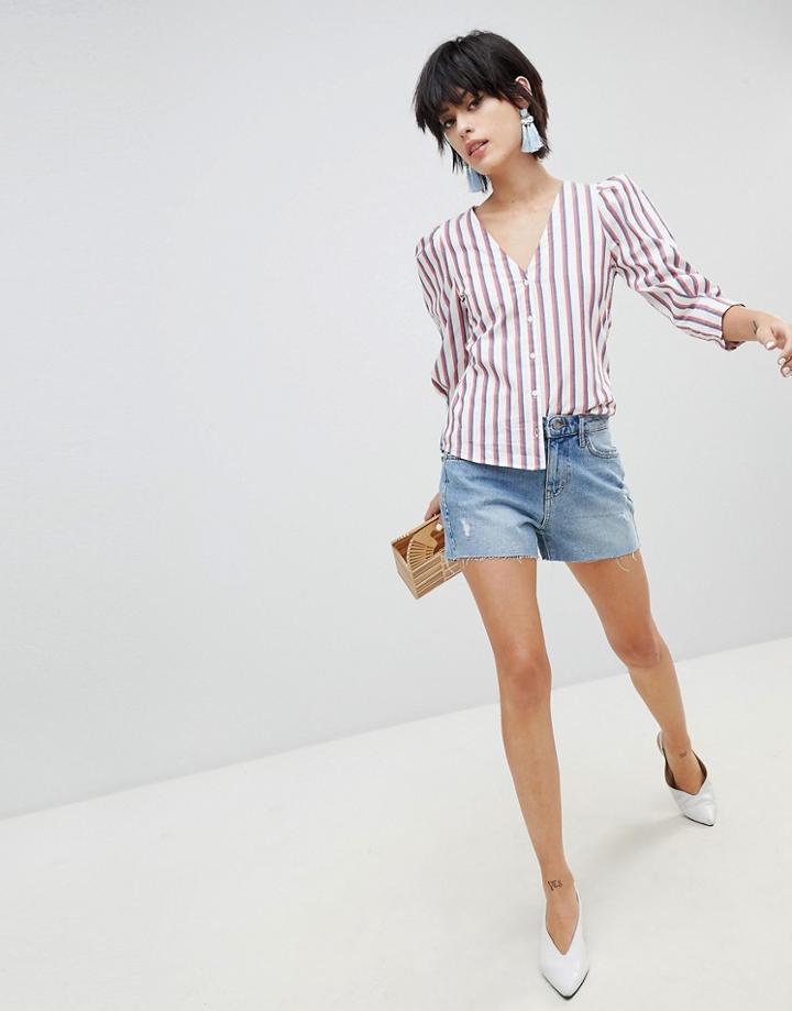 Pieces Denim Mom Short - Blue