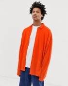 Asos Design Oversized Pique Shirt In Orange