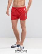 Ellesse Swim Shorts In Red With Taping - Red
