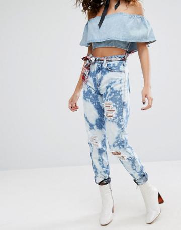 H! By Henry Holland Bleached Distressed Jeans - Blue