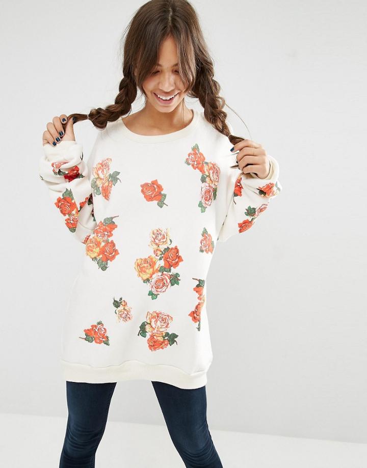 Wildfox Rose Collage Sweater - White