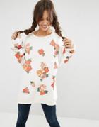 Wildfox Rose Collage Sweater - White