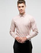 Asos Smart Slim Oxford Shirt With Stretch In Pink - Pink