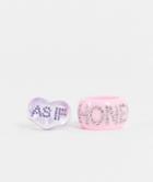 Asos Design Pack Of 2 Plastic Rings With Asif And Honey Slogan-multi