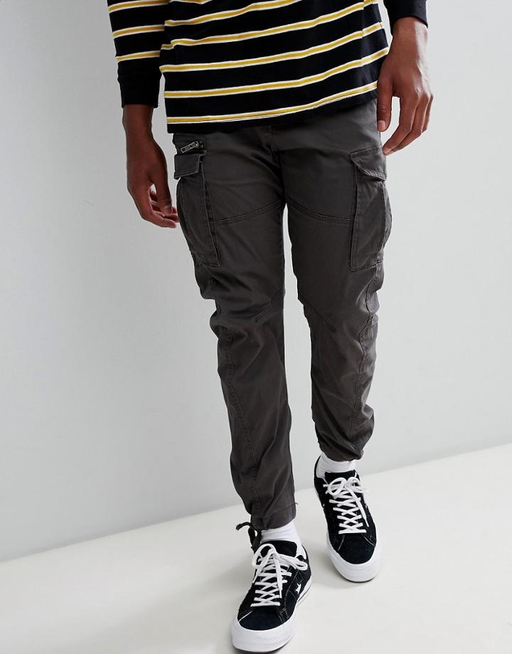 Jack & Jones Cargo Pants In Slim Fit With Drawstring Ankle - Gray