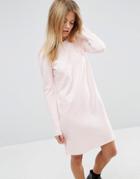 Asos Shift Dress In Ponte With Long Sleeves - Pink