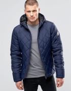Blend Hooded Quilted Jacket Navy - Navy