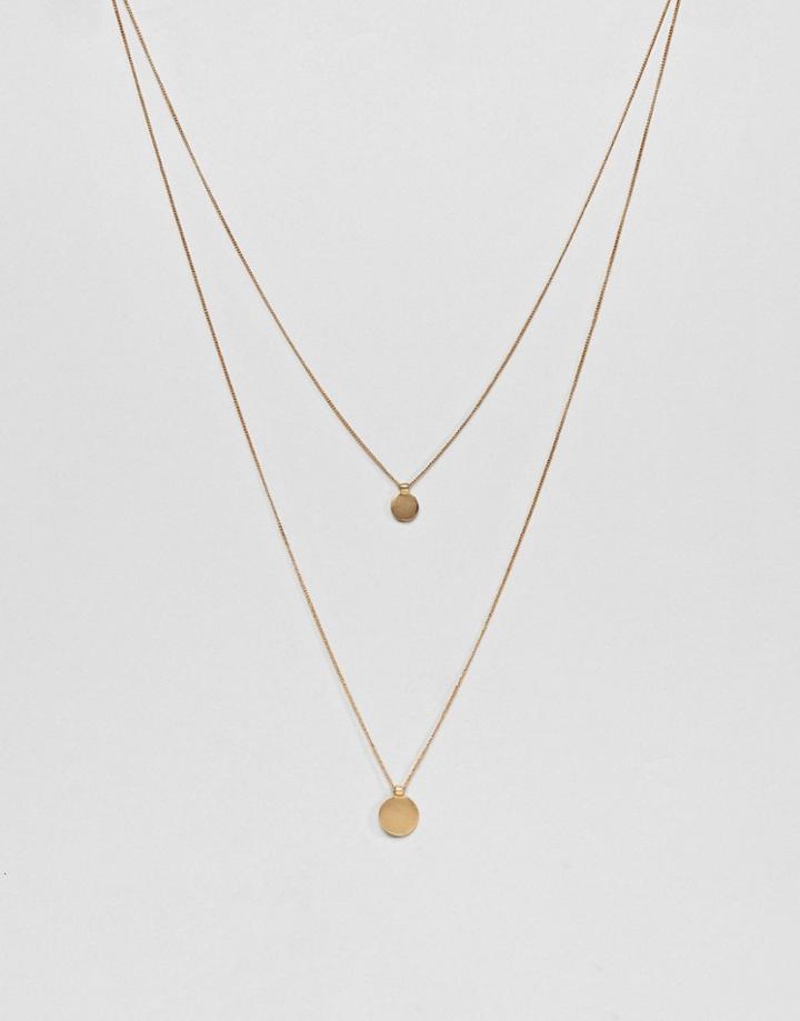 Pieces Multirow Gold Disc Necklace - Gold