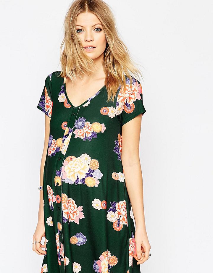 Asos Maternity Printed Button Through Dress - Multi