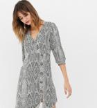 Stradivarius Button Wrap Snake Print Dress-multi
