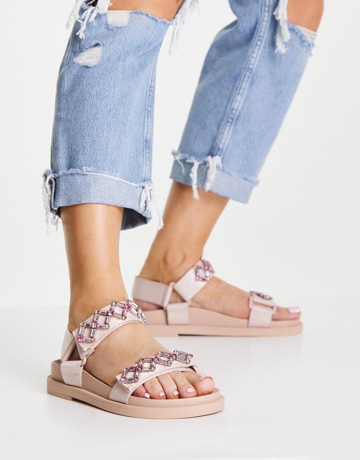 Monki Sandar Recycled Beaded Embellished Dad Sandal In Pink