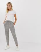 Only Check Pants With Tie Waist-multi