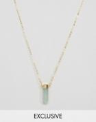 Reclaimed Vintage Stone Bullet Necklace In Gold/green - Gold