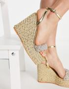 Simmi London Espadrille Wedge Sandals With Braided Detail In Gold