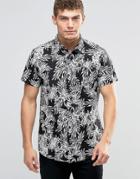 Jack & Jones Short Sleeve Shirt With Floral All Over Print - Black White