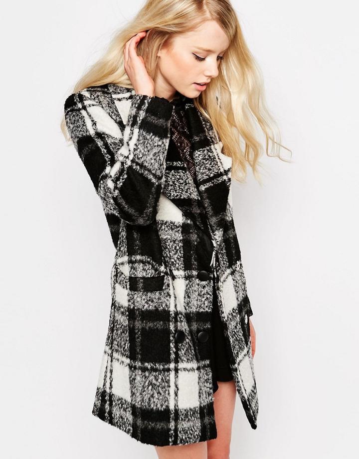 Jovonna Natasha Coat In Check - Black
