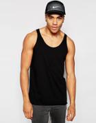 Asos Tank In Skater Fit With Raw Edges - Black