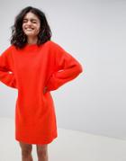 Asos Design Knitted Mini Dress In Fluffy Yarn - Red