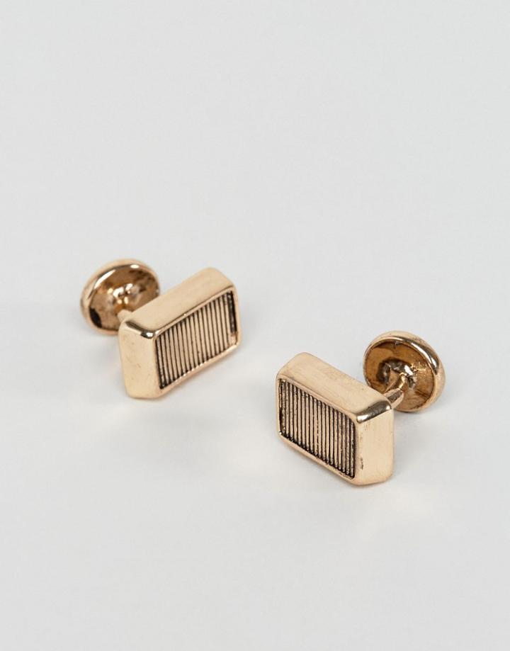 Icon Brand Rectangular Antiqued Cufflinks In Gold - Gold