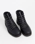 Selected Homme Chunky Sole Hiker Boots In Black