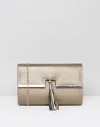 Chi Chi London Foldover Clutch Bag With Tassel Detail In Bronze - Bronze