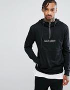 Night Addict Pull Zip Cuff Neck Hoodie - Black