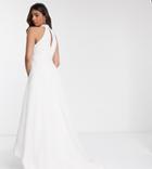 Bariano Bridal High Low Mesh Maxi Dress With Pockets In Ivory-white