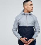 Nicce London Tall Overhead Windbreaker Jacket In Reflective With Navy Panel - Gray