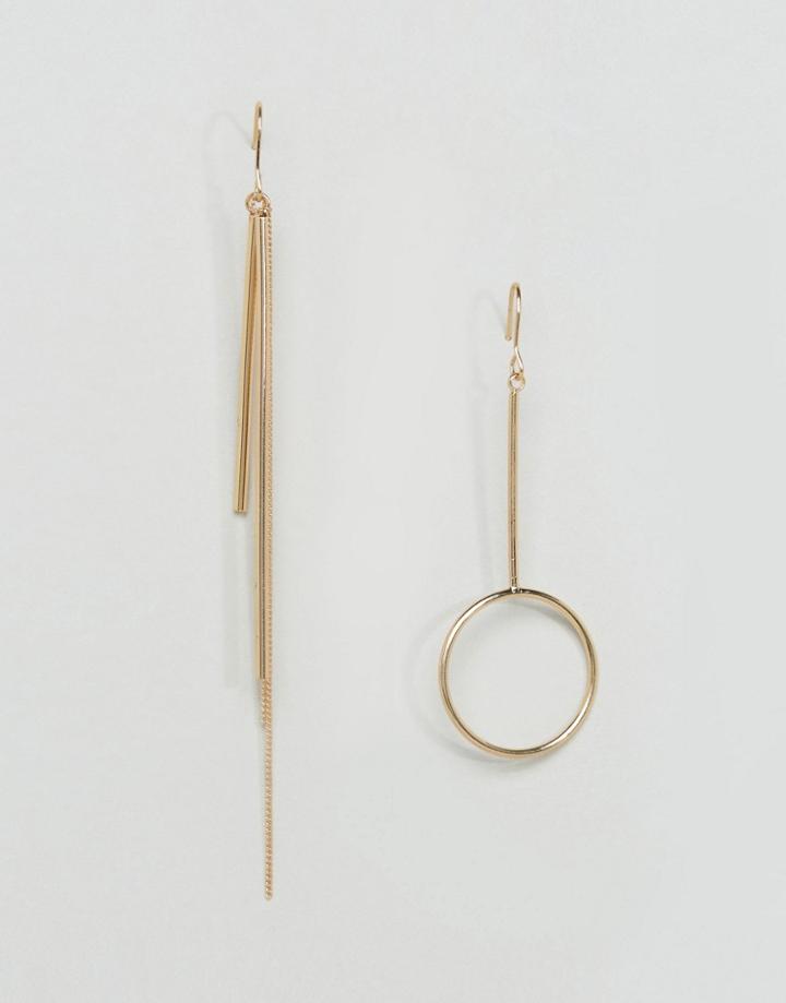 Asos Mismatch Open Hoop & Bar Earrings - Gold
