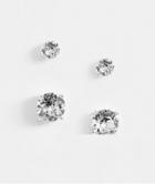 Asos Design 2 Pack Stud Earring Set With Swarovski Crystal In Silver Tone