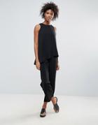 Neon Rose Double Layer Jumpsuit - Black