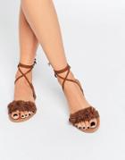 Daisy Street Tan Simple Pom Pom Sandal - Tan