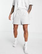 Asos Design Linen Mix Wide Leg Shorts With Stripe In Ecru-neutral