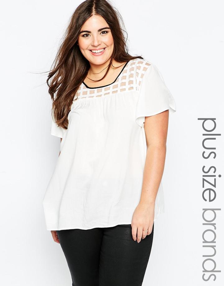 Junarose Top With Caged Yoke - White