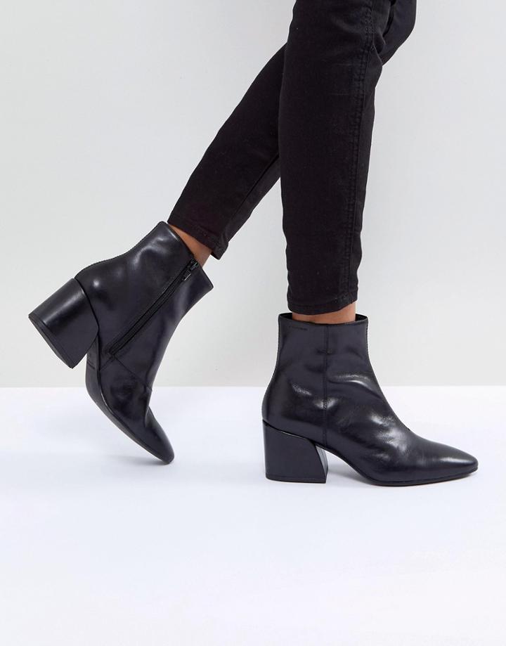 Vagabond Olivia Black Leather Ankle Boot - Black