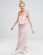 Asos Double Layer Maxi Dress In Cotton - Pink