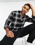 Topman Lightweight Cotton Check Shirt In Black