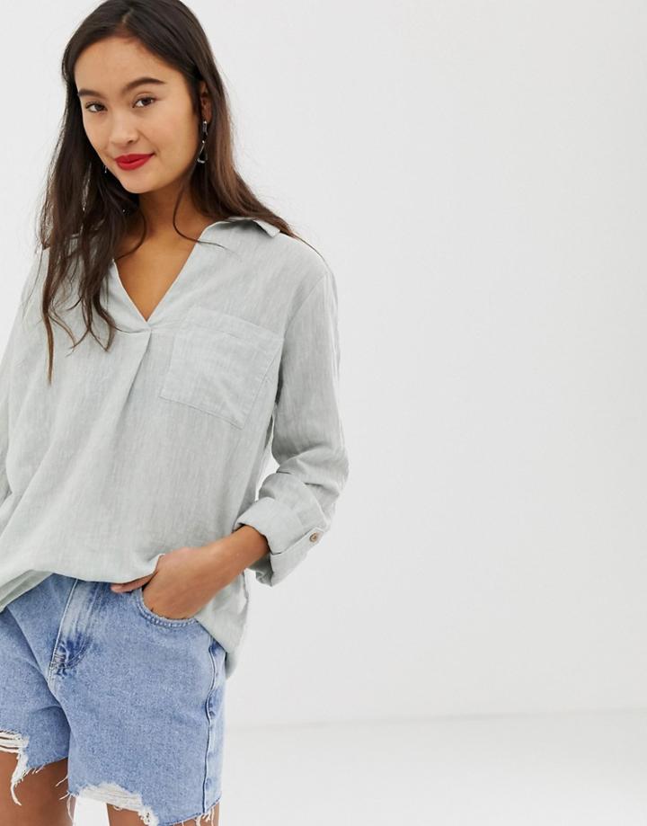 New Look Linen Shirt In Mint Green - Green