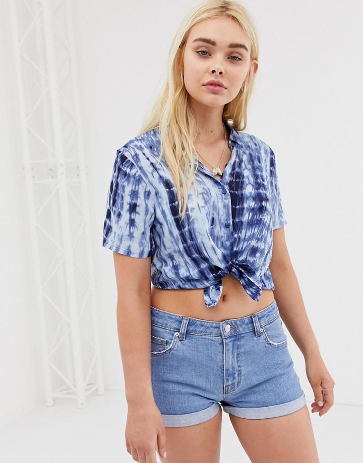 Pull & Bear Shirt In Blue Tie Dye - Blue