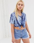 Pull & Bear Shirt In Blue Tie Dye - Blue